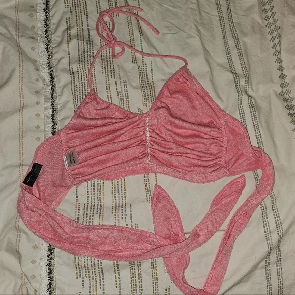 Pink Velvet Crop Bananhot Top Rave - Picture 4 of 5